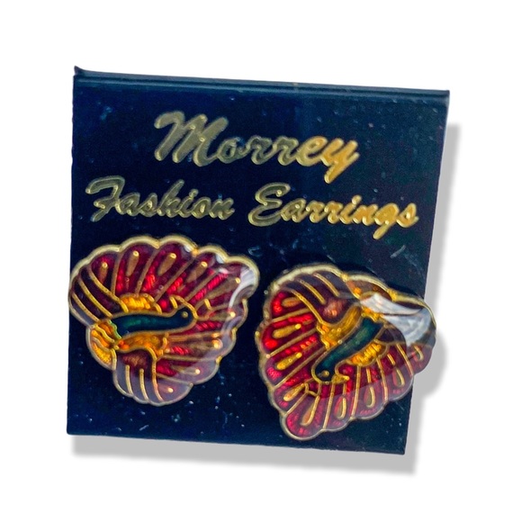 Peacock stud earrings 80s - Picture 2 of 3